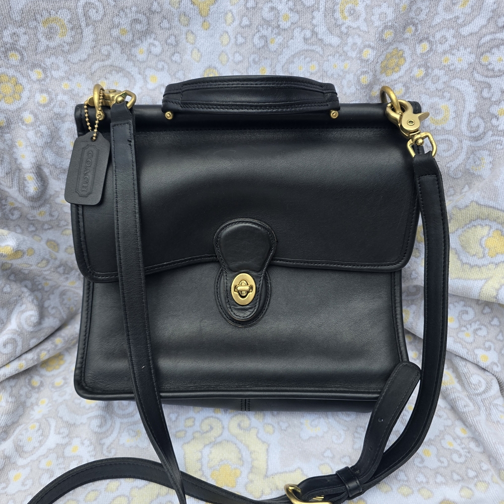 Vintage COACH WILLIS BLACK GLOVETANNED LEATHER HANDBAG #9927 - Picture 6 of 16